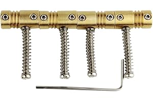 Guyker Bass Bridge Saddles (4 Pcs) - String Pitch 19mm Brass Compensated Saddles Set with Wrench Highgrade Replacement Part for Electric Bass