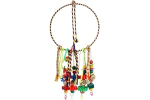 AQH Giocattolo per pappagalli, Un grande anello con giocattoli variopinti d'attaccatura dell'uccello per Conures Cockatiels African Grey (Multicolor B)