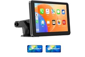 EYETOO 7 Zoll CarPlay Bildschirm,Tragbares Autoradios kompatibel mit Apple CarPlay&Android Auto Car Play Display,Touch Screen,Digital Receiver mit siri/GOO-gle,GPS Navigation,Bluetooth,Mirror Link,FM
