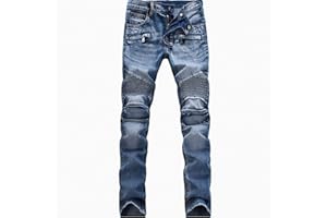 YXYECEIPENO Classic Motorcycle Trousers Women's Motorcycle Jeans Elastic Fold Design, High Comfort, Strong Fit, Easy To Put On And Take Off Unisex Motorcycle Riding Pants (Color : Blue, Size : 28)