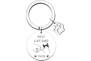 SDOFY Cat Dad Gifts for Father's Day, Birthday - Best Cat Dad Ever Keyring
