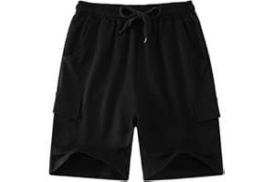 Kids4ever Kids Boy Jersey Shorts Summer Lightweight Casual Sweat Shorts with Side Pockets Adjustable Waistband for 5-12 Years