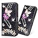 Produktbild 3D Butterfly Bling Glitter Glitzer Diamond Musterg Ledertasche Slim Retro Bookstyle mit Standfunktion Karteneinschub Magnetverschluss Flip Wallet Hülle Schutzhülle für Samsung Galaxy J2 Pro 2018