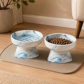 2 Li Seramik Mama Kabı Kedi ve K&ouml;pekler i&ccedil;in Sağlıklı Su Kasesi Marble Ayaklı,Y&uuml;kseltilmiş,Boyun Rahatligi Ve Omurga Sagligi 