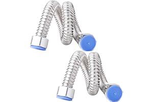 Qrity 50CM Edelstahl Wellrohr, 2 Stück G1/2" x G1/2", Edelstahl Versorgungsschlauch, Biegbar und Form-halten, Anti-Burst Wasserleitung für Badezimmer, Toilette, Wasserhahne, Küchenspülen