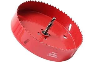 HOME COMPOSER 155mm HSS Bi-Metal Hole Saw, Red Finish Corn Hole Cutter in 30mm Cutting Depth for Wood Boards, Soft Metal Sheet, Drywall and Plastic
