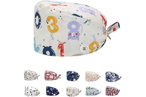 Siribelle Calot Chirurgien Femme Homme Casquette Bloc Opératoire Réglable Respirant Lavable Cheveux Long Bonnet avec Bouton