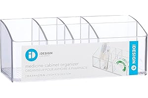 INTERDESIGN iDesign Caja botiquín para el baño o el armario, pequeña caja para medicinas de plástico con 7 compartimentos, organizador de medicamentos fácil de limpiar, transparente
