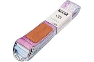 PROIRON Correas de Yoga Ajustable Cinturón para Estiramientos Algodon Correa para Ejercicios con Hebilla Metal D-Anillos 2mm Ultra Grueso