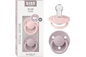 BIBS De Lux Schnuller 2er-Pack, BPA-frei, Kirschform Nippel. Silikon, Hergestellt in Dänemark. 0-36 Monate (2er Pack), Blossom/Dusky Lilac
