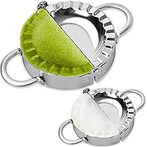 Magic Dumpling Maker Pressa Set di 4 stampi | Bonus antiaderente Pasticceria Mat | Gnocchi | Empanada Press | Pierogi | Ravioli | Gyoza | Fatturato | Potsticker | Calzone | Pelmeni | Tappetino da