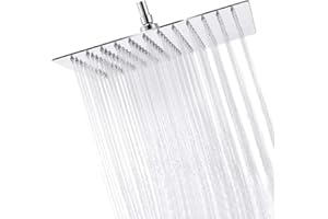 EJOYOUS Deszczownica kwadratowa z nierdzewnej stali, 30 x 30 cm, narożna głowica prysznicowa, dyszami zapobiegającymi osadzaniu się kamienia