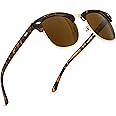 SUNGAIT Retro Round Semi Rimless Polarized Sunglasses UV Protection for Men Women