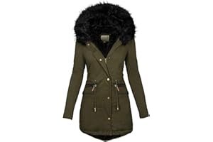 KALORYWEE SUMMER Winter Coats Women Warm Faux Fur Lining Hooded Coat Ladies Plus Size Thicken Jackets Mid-Long Outwear S-5XL KaloryWee