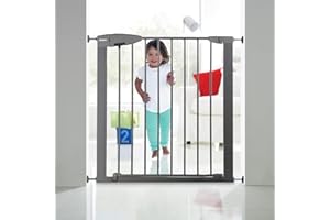 Munchkin Lindam Türgitter für Babys, ausziehbares Türschutzgitter & Treppenschutz zum Klemmen, ideal für Kinder und Haustiere, ohne Bohren, 73-79 cm, Grau