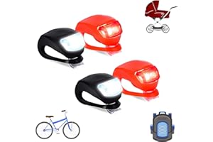 SHENGRUILI LED Front und Rücklichter,LED Kinderwagen Licht,Kinderwagenlicht,Buggylicht,Silikon wasserdichte LED Silikonleuchten,Silikon Leuchte Lampe für Kinderwagen,Mehrzweck Wasserdichtes Fahrradlicht