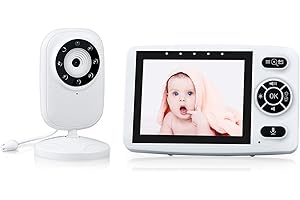 HONUNG HELMOP Baby Monitor, 3.5 Inch HD Screen Wireless Video Baby Monitor with Camera, Infrared Night Vision Temperature Monitoring VOX Mode& 2 Way Audio Baby Monitor