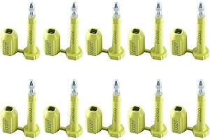 Amarine Made Bolt Seal Shipping Seal with Print Progressive Numbering for Cargo Containers and Truck Trailers, Cargo Container Seals Yellow (10)