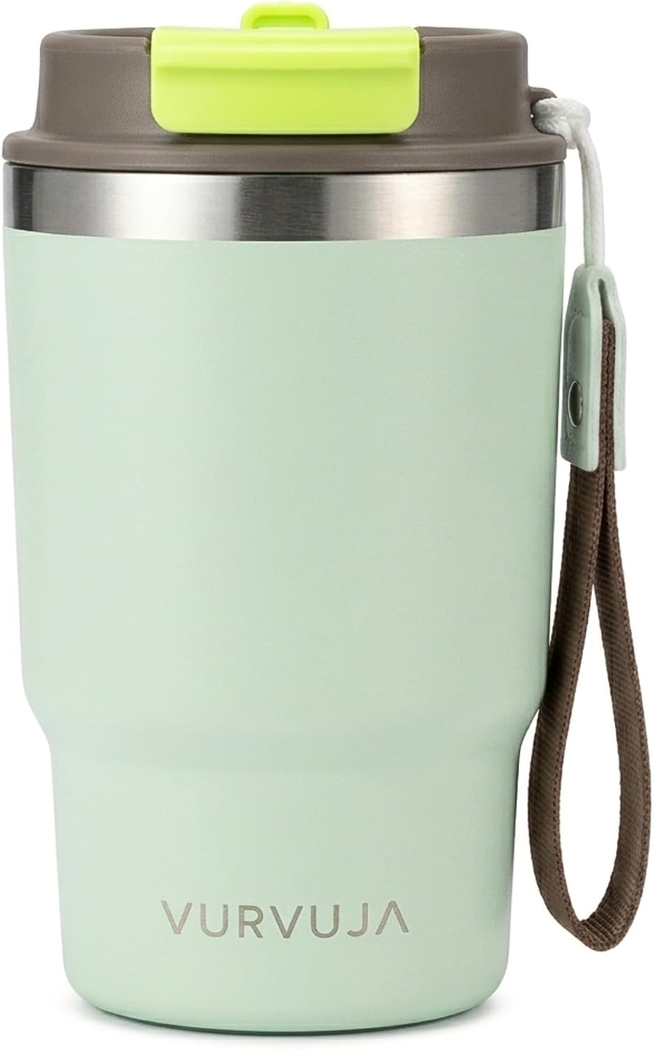 Vaso Termico 470ml de Acero Inoxidable 3en1 con Pajita y Tapa Antifugas. Taza Termica con Correa Integrada, Reutilizable y sin BPA. Termo Cafe para Llevar con Doble Pared para Frío y Calor. (Mint)