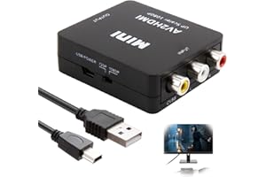Tuwonwa RCA to HDMI Adapter, RCA to HDMI 1080P AV Converter, AV to HDMI Compatible with USB Power for PS2 Wii Xbox N64 SNES VHS VCR DVD Camera