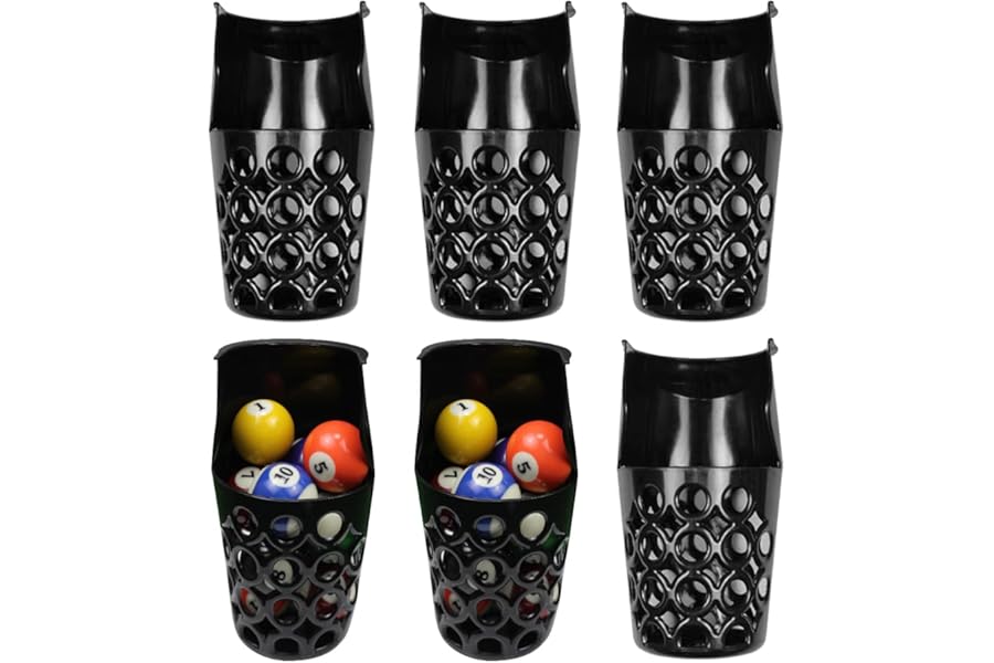 PolyMath 6pcs Pool Table Pockets, Plastic Web Billiard Baskets, Black Snooker Net Bag fits Standard 7/8/9 Foot Table (Set of 6)