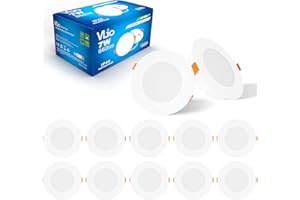 Vlio LED Recessed Ceiling Lights Ultra Slim 10 x 7W LED Downlights for Ceiling, 6000K Cool White, 660LM, 95-105mm Cutout, IP44 Round Spotlights for Bathroom Kitchen Living Room