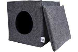 ‎VIIRKUJA VIIRKUJA Filz Katzenhöhle in Grau inkl. Kissen Passend für z.B. IKEA Expedit & Kallax Regal - Extra Flauschiges Kissen - Besonders stabil und warm