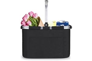 Diurwur® Tragekorb Faltbar Groß Einkaufskorb Picknickkorb mit Gepolsterten Griffen Praktischer Klappkorb Einkaufstasche mit Alurahmen Stabiler Korb 30L - ideal für Reisen/Picknick/Einkaufen/Geschenk