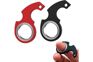 FAMIDIQGO Breloki do kluczy, 2 sztuki, spinner, zabawka, dla niekończącej się zabawy i koncentracji, do redukcji stresu (czarny, czerwony)