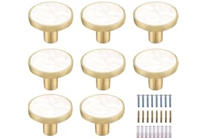 Kyrio Schrankknäufe aus Marmor, Messing, rund, weiß, Schubladengriff, dekorativ, weiß, für Mutter, Schrank, Möbel, Möbel, Hardware, Kleiderhaken, 8 Stück, Stil A, 8 Stück