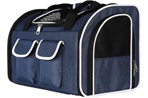 PETCUTE Sac à Dos Chat Chien,Sac Transport Chat Pliable avec Matelas Amovible,Respirant Sac à Dos de Transport Chat avec Sacs de Rangement,Sac de Transport pour Chien Moins de 10kg pour Voyage