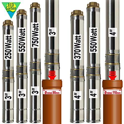 BRUNNENPUMPE TIEFBRUNNENPUMPE TAUCHDRUCKPUMPE TAUCHPUMPE PUMPE 250/ 370/ 550 Watt – 3 Zoll – 4 Zoll (4" BRUNNENPUMPE 370-7)