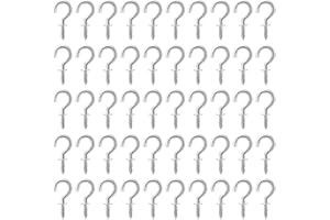 SUFUNE 50 ganci a vite piccoli, piccoli da soffitto a vite, mini viti per viti, gancio a vite per legno, per interni ed esterni, decorazione natalizia (2 cm, argento)