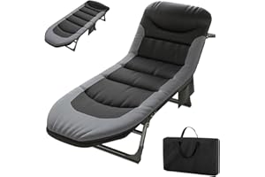 T-ZBDZ Łóżko polowe, składane łóżko kempingowe, łóżko składane na kemping, leżak kempingowy z torbą do przenoszenia, 6-stopniowa regulacja, do użytku na zewnątrz w podróży do ogrodu na