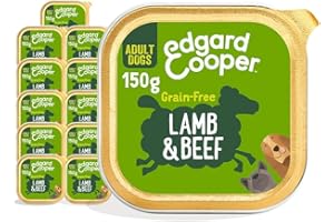EDGARD COOPER Edgard & Cooper Natural Wet Dog Food - (Lamb & Beef, ‎11 x 150g cup) - Grain & Gluten Free, Natural ingedients & fresh meat, full of essential amino acids for healthy insides