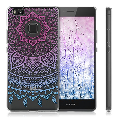 kwmobile Funda para Huawei P9 Lite - Carcasa de  TPU  para m  vil y dise  o de Sol hind   en  Azul Rosa Fucsia Transparente 