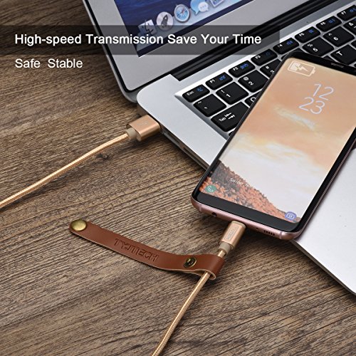TYJTECH USB Type C Kabel [2-Pack] 3.3ft/1m Nylon umflochtenes Type C Ladekabel für Type C Geräte inklusive dem neuen MacBook, Google Chromebook Pixel , MacBook Pro 2016 usw (Gold) - 5