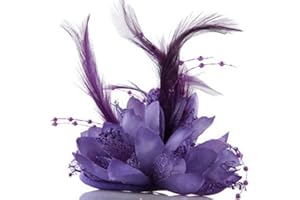 Austinstore Bandeau à cheveux pour femme avec fleur et plumes - Violet