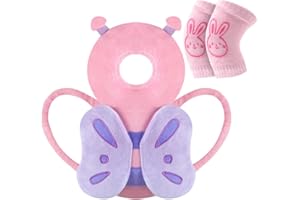 Vicloon Protezione per la Testa del Bambino, Protezione Testa per Neonato, Morbido e Traspirante, Cuscino di Sicurezza Regolabile per Bambini di che Imparano a Gattonare e Camminare, Farfalla Rosa