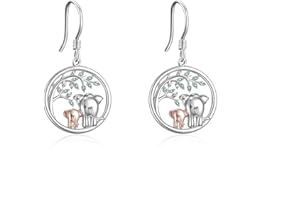 YFN Srebro wysokiej próby słoń / wilk / kot kolczyki biżuteria zwierzęca prezent dla kobiet dziewcząt