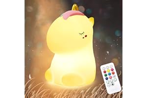 CHWARES Night Light for Kids, Unicorn Nursery Night Lights with Remote, 7 Color Kawaii Lamp, Room Decor, USB Rechargeable, Cute Lamp Gifts for Baby, Children, Toddlers, Teen Girls