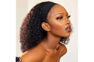 ROMFACE Perruque Bresilienne femme naturelle 14 pouces Headband Wig bresilienne perruque cheveux humain afro naturels Headband Wig femme frisée perruques pour les femmes noires Afro Curly Humain Hair Wigs