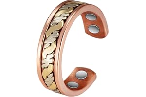 EnerCoppeX Bagnetic Ring 3500 Gauss Bague Femme en Cuivre Magnétique Bijoux, 99,99% Cuivre Pur Anneau Magnétique avec 4 Aimants