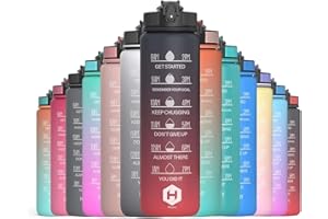 HOMEEX 1 Litre Motivational Fitness Sport Water Bottles with Straw & Time Maker, BPA-free Plastic Drink Bottle 1l Design for Girls, Boy Running,cycling (Black and red)