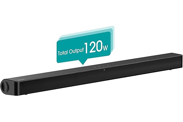 Hisense HS205G - Barra de Sonido 2.0, 120W, Dolby Audio, DTS Virtual X, Bluetooth, HDMI ARC/Optical/USB, 4 Modos de Sonido