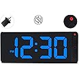 SZELAM Digital Wall Clock with 10.5" LED Large Display,Time Memory,3-Level Auto-Dimming,Big Digits,12/24H for Office,Living Room,Farmhouse,Bedroom, Silent Wall Clock with Local Adapter,Battery（Blue）