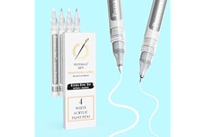 ‎PINTURALE ARTS Pinturale Arts Acrylstifte Weiß | 4er Set Acrylstift Weiß Mit Unterschiedlichen Spitzen: Feine 0,7 mm und Extra Feine 0,5 mm | Weißer Marker Für Steine, Metall, Stoff, Keramik, Holz, Glas