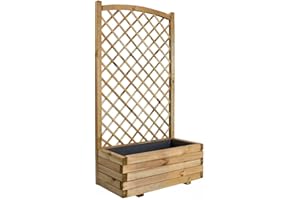 BURGER bac rectangle avec treillis ARC en bois Jardipolys | 80 x 40 x 150 cm | 65 L | pot de fleurs pour plantes grimpantes sur pieds | jardinière rectangulaire assemblée avec planches en bois pour lierre, rosier, chèvrefeuille | décoration pour jardin, balcon, terrasse