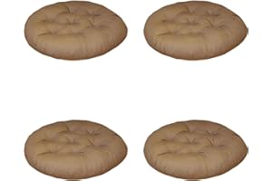 LSFYYDS 4 Stück waschbar Stuhlkissen 40x40 cm Rund Sitzkissen für Indoor und Outdoor Dicke Polsterung Bodenkissen (Braun)