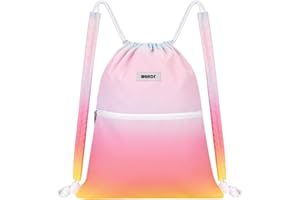 WANDF Drawstring Backpack with Shoulder Pad String Bag Sackpack Cinch Water Resistant Nylon for Gym Shopping Sport Yoga
